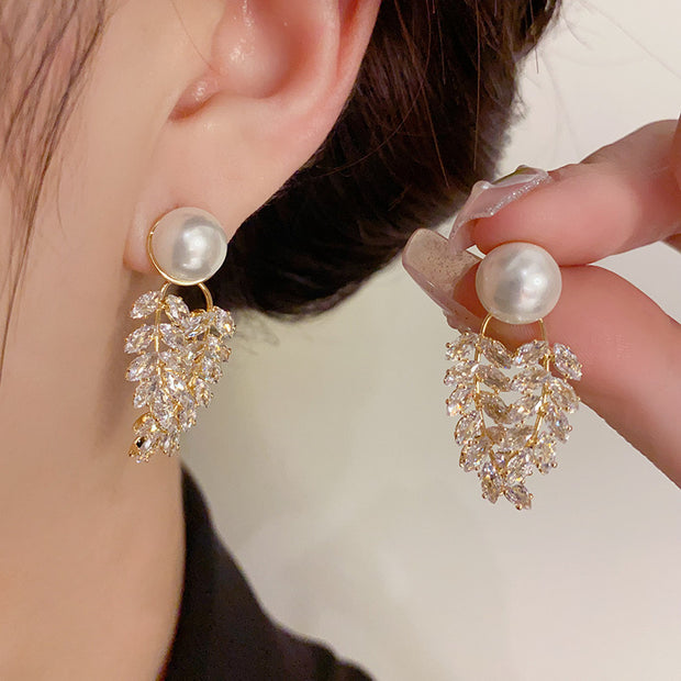 Pearl Leaf Earrings