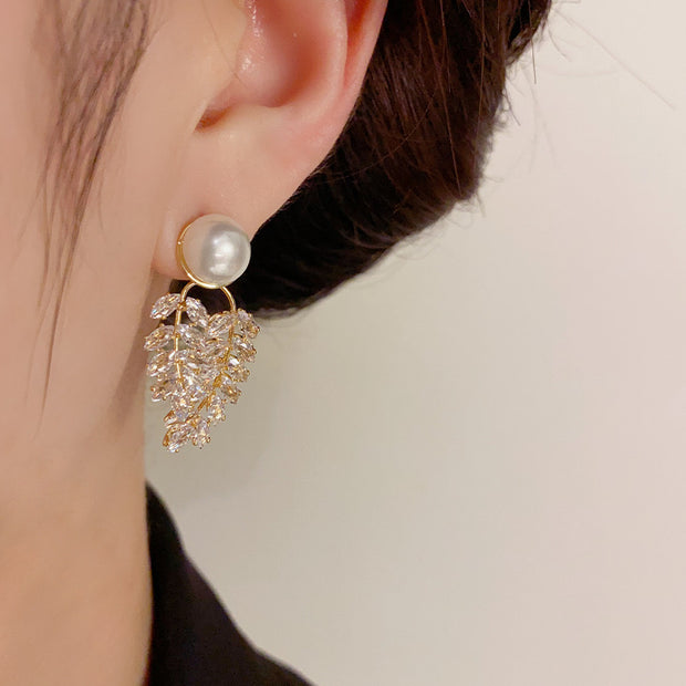 Pearl Leaf Earrings