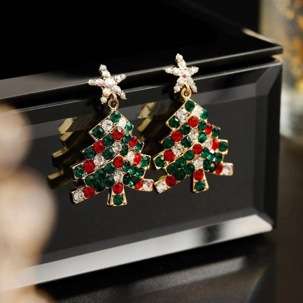 Colorful Christmas Tree Stud Earrings