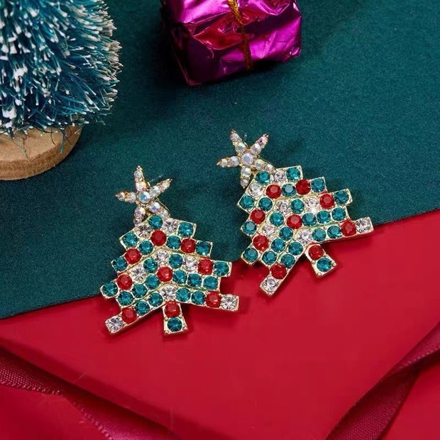 Colorful Christmas Tree Stud Earrings