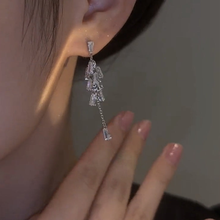 Crystal Tassel Long Earrings