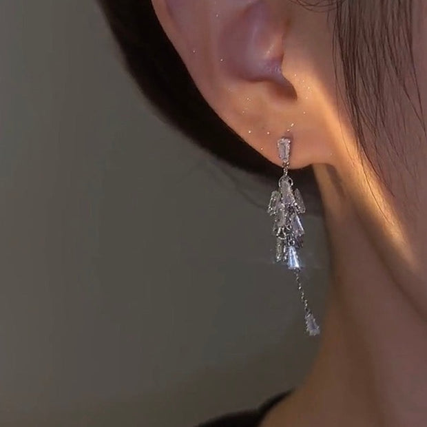 Crystal Tassel Long Earrings