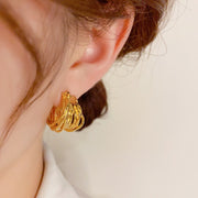 Multi-Layer Wire Wrap C Stud Earrings