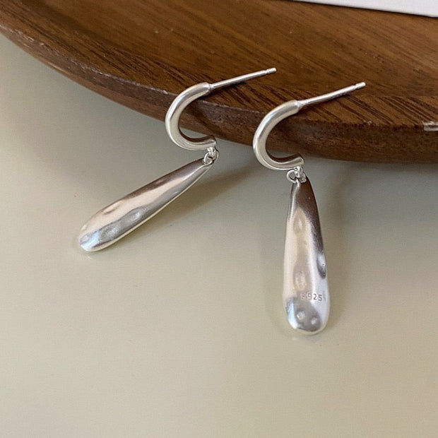 Hammered Long Drop Earrings