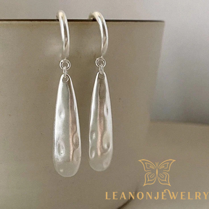 Hammered Long Drop Earrings