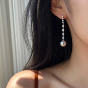 Long Tassel Pearl Dangle Earrings