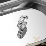 S925 Sterling Silver Wave Pattern Adjustable Ring