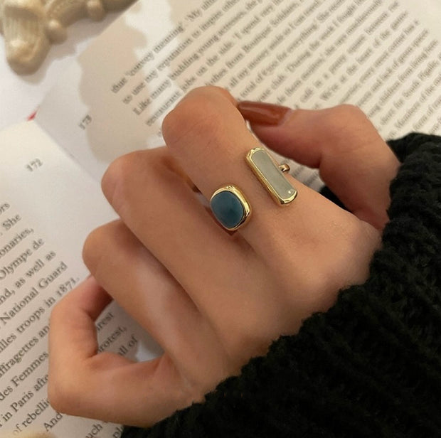 Blue Drop Glaze Adjustable Ring