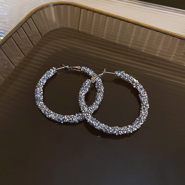 Sparkling Large Circle Hoop Earrings