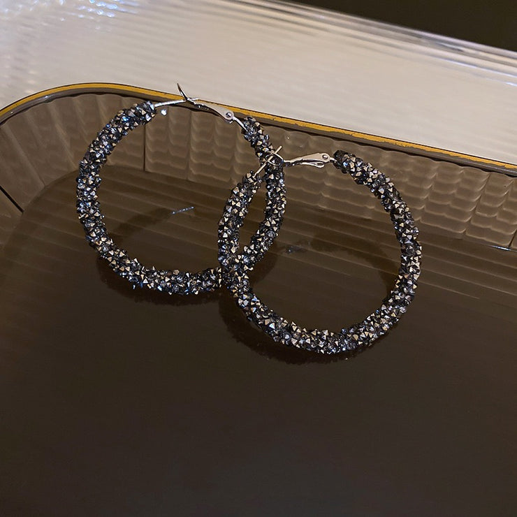 Sparkling Large Circle Hoop Earrings