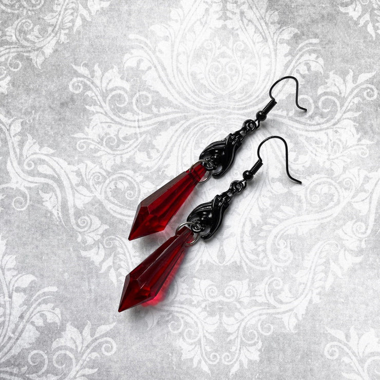 Women's Gothic Ruby Bat Earring