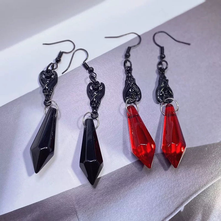 Women's Gothic Ruby Bat Earring