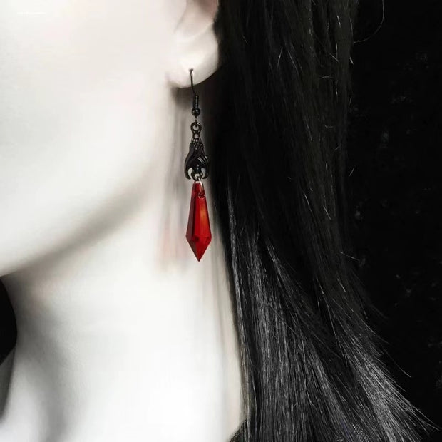 Women's Gothic Ruby Bat Earring