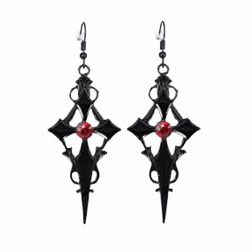 Women's Gothic Diamond Cross Earrings