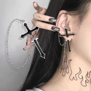 Women's Gothic Cross Chain Earrings