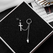 Women's Punk Rivet Cross Chain Earrings