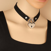 Women's Gothic Premium Velvet Heart Lock Choker Necklace with Key