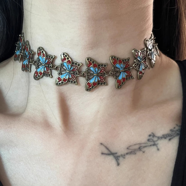 Mechanical Butterfly Cyberpunk Choker Necklace