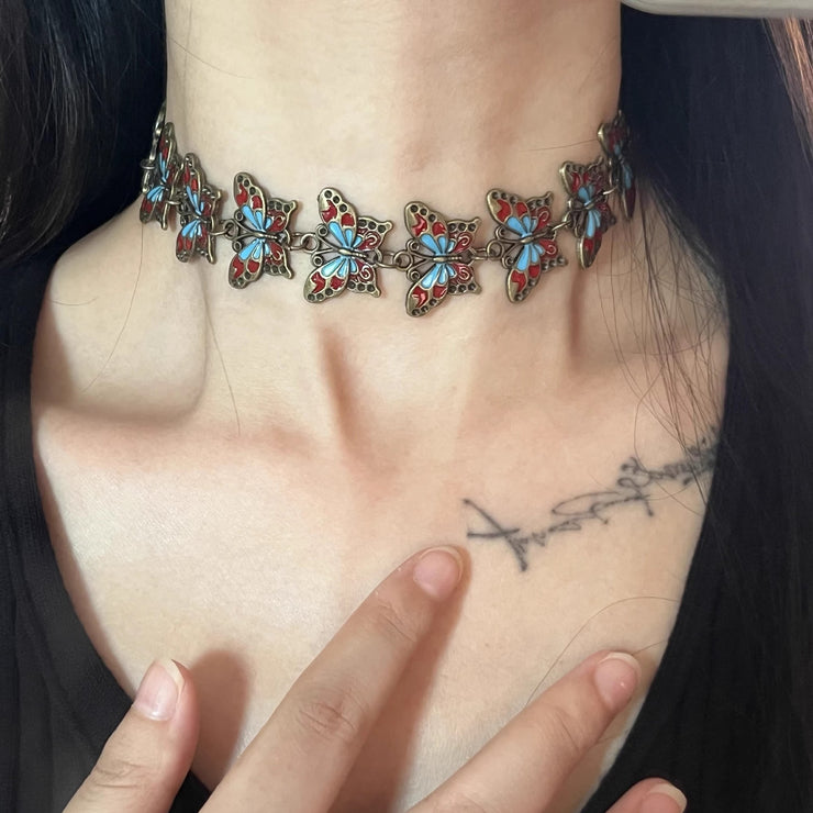 Mechanical Butterfly Cyberpunk Choker Necklace