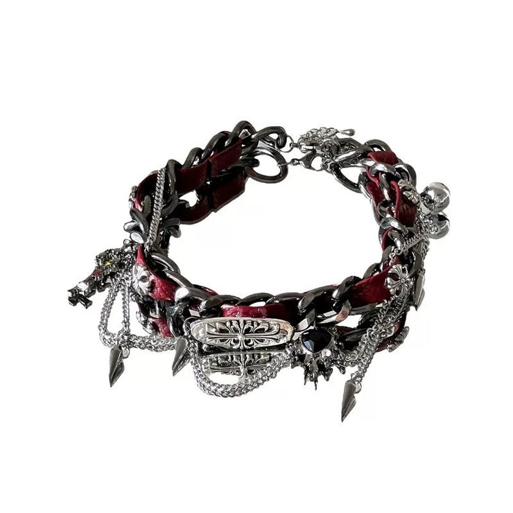 Chocker Twisted Studded Metal Leather Collar