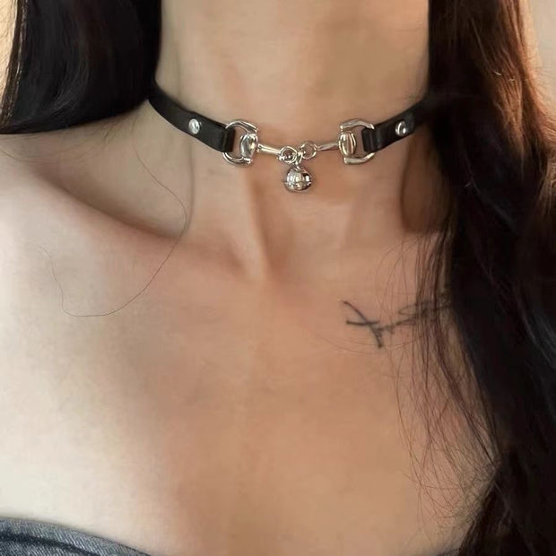 Choker Leather Bell Collar Necklace Necklace Can Leg Ring