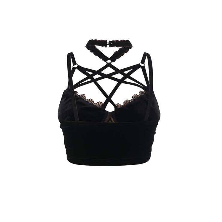 Women's Chest Tie Hollow Flocking Camisole Vest