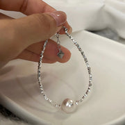 Crushed Silver Pearl Bracelet