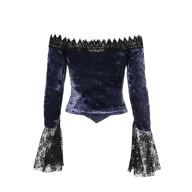 Women's Gothic Velvet Strapless Top