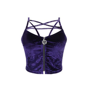 Women's Chest Strap Flocking Camisole Vest