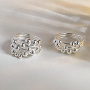 S925 Silver Multi Layers Line Beads Ring