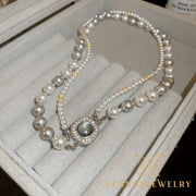 Zirconia Pearl Double Layers Necklace