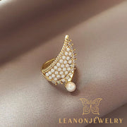 Angel Wings Zirconia Pearl Ring