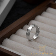 Sterling Silver Patchwork Scale Adjustable Ring