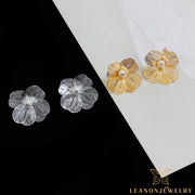 Line Flower Pearl Earrings