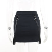 Women's Gothic Double Zipper Hip Split Skirt