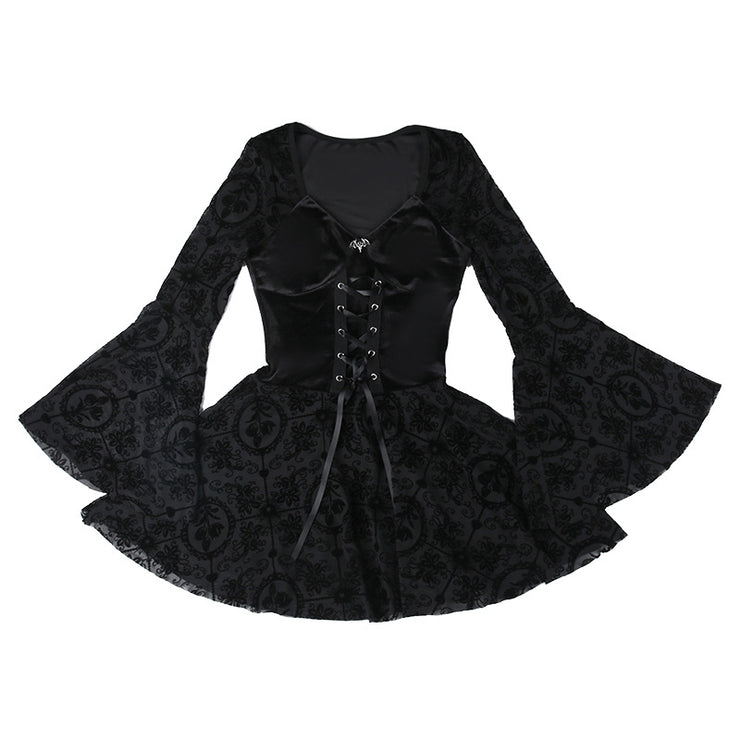 Women's Vintage Dark Flocked Dresses