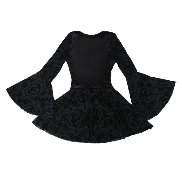 Women's Vintage Dark Flocked Dresses