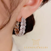 Zirconia Wheat Hoop Earrings