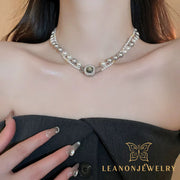 Zirconia Pearl Double Layers Necklace