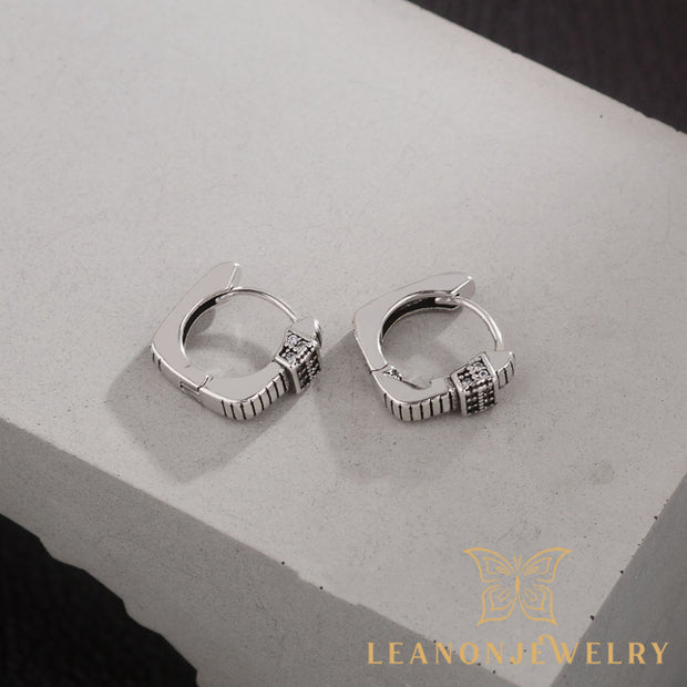 Square Zirconia Hoop Earrings