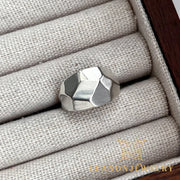 Sterling Silver Polygonal Diamond Adjustable Ring