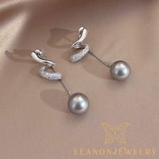 Rhinestone Spiral Pearl Earrings