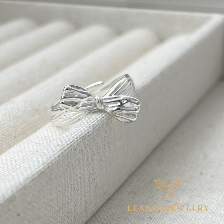 Sterling Silver Bow Tie Adjustable Ring