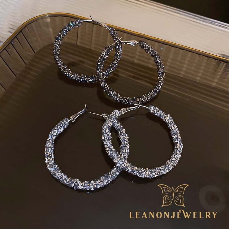 Sparkling Large Circle Hoop Earrings