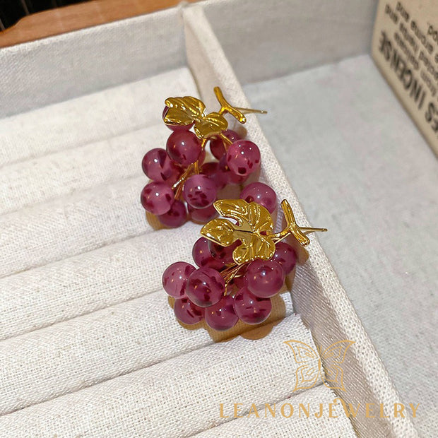 Resin Grape Earrings