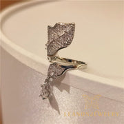 Falling Leaves Tassel Zirconia Adjustable Ring