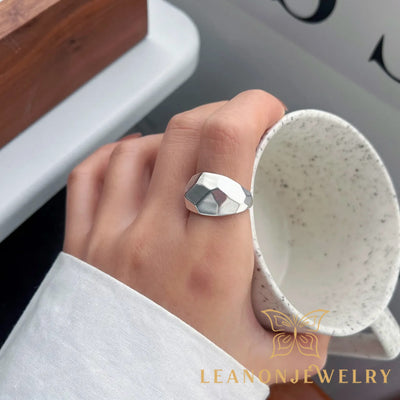 925 Sterling Silver Polygonal Diamond Ring