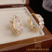 Zirconia Wheat Hoop Earrings