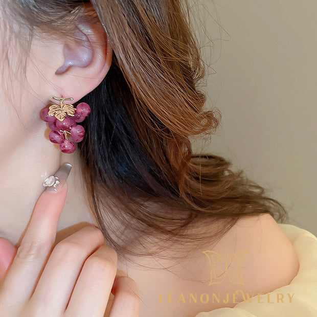 Resin Grape Earrings