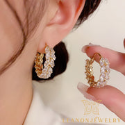 Zirconia Wheat Hoop Earrings